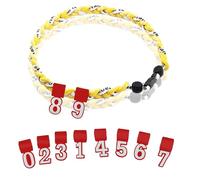 Générique Two Color Three Braided Rope Baseball Necklace, Tornado Design Baseball Necklace with Number Pendant for Boys and Athletes (Yellow-White,No numbers)