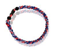 Générique Two Color Three Braided Rope Baseball Necklace, Tornado Design Baseball Necklace with Number Pendant for Boys and Athletes (Blue-Red,Black numbers)