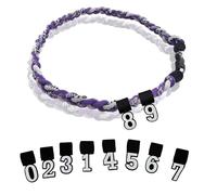 Générique Two Color Three Braided Rope Baseball Necklace, Tornado Design Baseball Necklace with Number Pendant for Boys and Athletes (Purple-White,No numbers)
