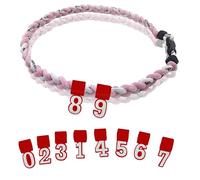 Générique Two Color Three Braided Rope Baseball Necklace, Tornado Design Baseball Necklace with Number Pendant for Boys and Athletes (Pink-White,Red numbers)