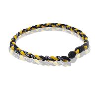 Générique Two Color Three Braided Rope Baseball Necklace, Tornado Design Baseball Necklace with Number Pendant for Boys and Athletes (Black-Yellow,Red numbers)
