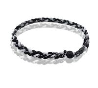 Générique Two Color Three Braided Rope Baseball Necklace, Tornado Design Baseball Necklace with Number Pendant for Boys and Athletes (Black-White,Black numbers)