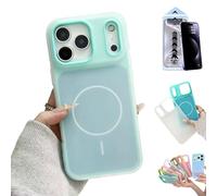 Générique Two-Layer Matte Jelly Case for IPhone 17 16 15 14 Pro Max, 2-in-1 Dual Layer Contrast Color Soft Silicone Cover,Magnetic Shock-Absorbing Slim Translucent Back Case (Ice Blue,16)