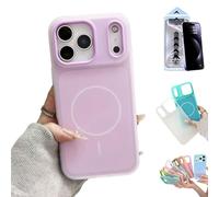 Générique Two-Layer Matte Jelly Case for IPhone 17 16 15 14 Pro Max, 2-in-1 Dual Layer Contrast Color Soft Silicone Cover,Magnetic Shock-Absorbing Slim Translucent Back Case (P,16pro)