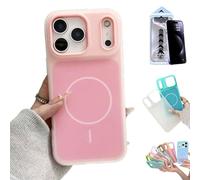 Générique Two-Layer Matte Jelly Case for IPhone 17 16 15 14 Pro Max, 2-in-1 Dual Layer Contrast Color Soft Silicone Cover,Magnetic Shock-Absorbing Slim Translucent Back Case (Pink,15Plus)
