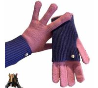 Générique Two-Way Knit Gloves, Convertible Full & Half Finger Gloves with Touchscreen Tips, Color Blocked Knitted Glove for Women and Men (Purple)