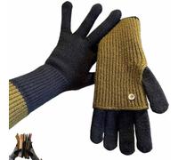 Générique Two-Way Knit Gloves, Convertible Full & Half Finger Gloves with Touchscreen Tips, Color Blocked Knitted Glove for Women and Men (Dark Gray)