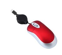 Générique Type-c Corded Mouse Retractable Cable Small Mouse 1000DPI Optical Travel Mouse PC Desktop Notebook (Red)