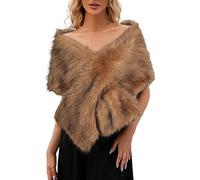 Générique Type Chapelet hiver fausse connaissance superficielle écharpe Wrap col haussement d'épaules pour dame Poncho dîner de mariage pour les femmes et les filles Terre Neuve (Brown, One Size)