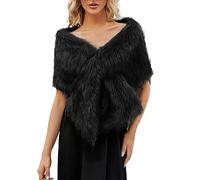 Générique Type Chapelet hiver fausse connaissance superficielle écharpe Wrap col haussement d'épaules pour dame Poncho dîner de mariage pour les femmes et les filles Terre Neuve (Black, One Size)
