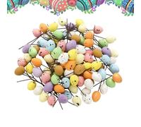 Générique Œufs de Pâques - 100 Pièces Pic À Gâteau Pointillés - Œufs en Mousse avec Tiges - pour Décoration de Table à la Maison au Bureau et Fêtes