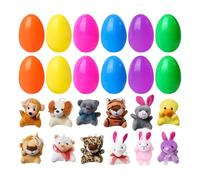 Générique Œufs De Pâques en Peluche - Jouets Surprises Variés dans en Plastique Préremplis | Favors pour Chasse Aux Œufs Et Panier Cadeau pour | Lot de 12/24/36 pour École Ou Maison