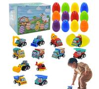 Générique Œufs de Pâques Remplis - 15cm Set Jouets | ABS Voitures Pull Back Œufss Pré Remplis - Jouets Éducatifs Surprise 3-8 Ans Chasse aux Œufs Panier Pâques 12 Pièces Set