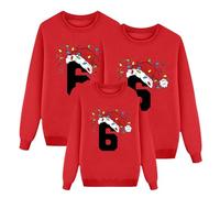 Générique Ugly Pull Noel Femme Pull De Noel Femme Sweat Shirt Manches Longues Col Rond Imprimé Chiffre Noël Mode Velours Plus Taille Grande Parent Enfant pour Tenue Fêtes Vêtement Style Papa Look Dad