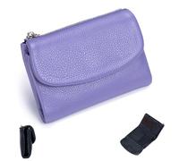 Générique Uisex Pebble Leather Wallet, Small Coin Card Purse for Women with Credit Card Holder, Coin Holder & Cash Slots(with 26 Colors) (Lavender Purple)