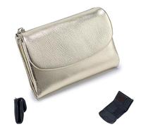 Générique Uisex Pebble Leather Wallet, Small Coin Card Purse for Women with Credit Card Holder, Coin Holder & Cash Slots(with 26 Colors) (Gold)