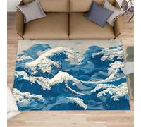 Générique Ukiyo-E Tapis de Bain Japonais Lavable et antidérapant Motif Vagues de mer 60 x 90 cm
