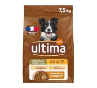 Générique Ultima - Croquettes Digestes Au Poulet pour Chien Adulte Medium Maxi +10kg, Énergie Et Vitalité, Sac 7,5 kg - Lot De 1