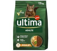 Générique Ultima - Croquettes Nutritives Savoureuses au Poulet pour Chat Adulte, Texture Équilibrée, 7,5 kg - Lot De 1