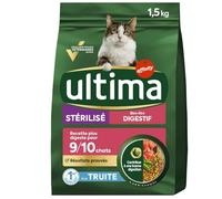 générique Ultima - Croquettes pour Chat Adulte Stérilisé, Favorisent la Digestion Facile à la Truite (1,5 kg) - Le Lot de 3