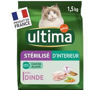 Générique Ultima - Croquettes pour Chats stérilisés d'intérieur - 1,5 kg - Aliment Complet et équilibré pour Une santé optimale de Votre Chat stérilisé Vivant en intérieur. - Lot De 3 - Vendu par Lot
