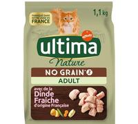 Générique Ultima Nature - Croquettes sans Céréales à la Dinde, Nutrition Équilibrée et Savoureuse pour Chat Adulte, 1,1 kg - Lot De 3