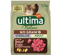 Générique Ultima Nature - Croquettes sans Céréales pour Chat Adulte Stérilisé, Recette Gourmande au Boeuf, Sac 1,1kg