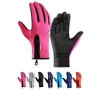 Générique Ultimate Waterproof & Windproof Thermal Gloves, Touch Screen Warm Non-Slip Silicone Gel Adjustable Full Finger Mittens (Rose Red,X-Large)