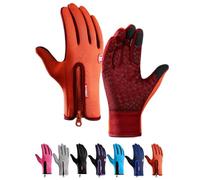 Générique Ultimate Waterproof & Windproof Thermal Gloves, Touch Screen Warm Non-Slip Silicone Gel Adjustable Full Finger Mittens (Orange,Medium)