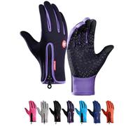 Générique Ultimate Waterproof & Windproof Thermal Gloves, Touch Screen Warm Non-Slip Silicone Gel Adjustable Full Finger Mittens (Purple,Medium)