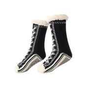 Générique Ultra-thick Cashmere Slipper Home Socks, Cashmere Slipper Socks for Women, Non-Slip Silicone Grippers (Black)