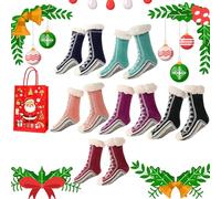 Générique Ultra-Thick Cashmere Slipper Home Socks, Cashmere Slipper Socks, Winter Indoor Non Slip Fluffy Thermal Cozy Christmas Socks for Women (Mix 6pcs)