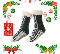 Générique Ultra-Thick Cashmere Slipper Home Socks, Cashmere Slipper Socks, Winter Indoor Non Slip Fluffy Thermal Cozy Christmas Socks for Women (army green)