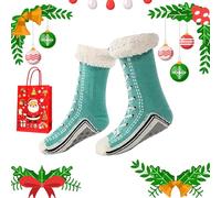 Générique Ultra-Thick Cashmere Slipper Home Socks, Cashmere Slipper Socks, Winter Indoor Non Slip Fluffy Thermal Cozy Christmas Socks for Women (lake blue)