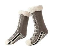 Générique Ultra-Thick Cashmere Slipper Home Socks for Women, Fuzzy Lined Non-Slip Sherpa Indoor House Socks for Winter(Gray)