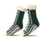 Générique Ultra-Thick Cashmere Slipper Home Socks for Women, Fuzzy Lined Non-Slip Sherpa Indoor House Socks for Winter(Green)