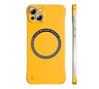 Générique Ultra Thin Hard PC Magnetic Frameless Phone Case for iPhone 16 15 14 Pro Max, 0.3mm Ultra Thin Lightweight Case, Matte Color Solid Cover (15 Pro,Yellow)