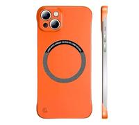 Générique Ultra Thin Hard PC Magnetic Frameless Phone Case for iPhone 16 15 14 Pro Max, 0.3mm Ultra Thin Lightweight Case, Matte Color Solid Cover (14,Orange)