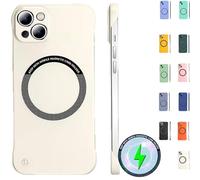 Générique Ultra Thin Hard PC Magnetic Frameless Phone Case for iPhone, Frameless Magnetic Series Designed for iPhone 16 15 14 13 12 11 Pro Max Plus (White,for iPhone16 Pro)