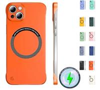 Générique Ultra Thin Hard PC Magnetic Frameless Phone Case for iPhone, Frameless Magnetic Series Designed for iPhone 16 15 14 13 12 11 Pro Max Plus (Orange,for iPhone15Pro)