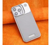 Générique Ultra Thin Leather Frameless Phone Case - with Stand & Magnetic Function, Metal Leather Frameless Magnetic Case - Half-Cover Design for iPhone 13/14/15/16/17 Promax (for iPhone16 Pro,Gray)