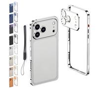 Générique Ultra-Thin Metal Frame Heat Dissipation Case with Lens Protector for iPhone 17/16/15/14/13 Pro Max Case, Detachable Shockproof Metal Lens Cover Protective Cases (for iPhone16Pro,Silver)