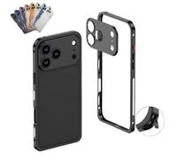 Générique Ultra-Thin Metal Frame Heat Dissipation Case with Lens Protector for iPhone 17 Pro Max, Detachable Metal Lens Cover (Black,for iPhone 17)