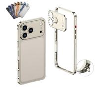 Générique Ultra-Thin Metal Frame Heat Dissipation Case with Lens Protector for iPhone 17 Pro Max, Detachable Metal Lens Cover (Titanium,for iPhone 17 Pro Max)