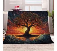 Générique Un Arbre Solitaire Se Dresse dans Les Vagues Manta de franela 3D Suave - Cubre Sofá/Cama 150x200 cm,Arbre De La Vie Estampado 3D Ultrarealista,Polar Caliente,Lavable,Hogar/Dormitorio