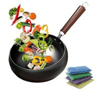 Générique Uncoated Iron Pot,Thickened Hand Forged Non Stick Pan,Large Capacity Frying Pans with Lid and Shovel,Rust Free Flat Bottom Cooking Pot for on Induction Cookers Gas Stoves
