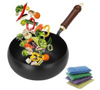 Générique Uncoated Iron Pot,Thickened Hand Forged Non Stick Pan,Large Capacity Frying Pans with Lid and Shovel,Rust Free Flat Bottom Cooking Pot for on Induction Cookers Gas Stoves