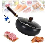 Générique Uncoated Thick Iron Pot, Japanese Iron Pan for Cooking, Uncoating Cast IronPot, Hand-Forged Non-Stick Cast Skillet, High Purity Steel Wok for Frying (Smooth-Glass Cover,10.24 in)