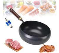 Générique Uncoated Thick Iron Pot, Japanese Iron Pan for Cooking, Uncoating Cast IronPot, Hand-Forged Non-Stick Cast Skillet, High Purity Steel Wok for Frying (Smooth-lidless,9.45 in)