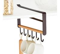 Générique Under Cabinet Mug Holder Rack - Coffee Cup Organizer for Kitchen Shelving | Iron Hanging Hooks with Space Saving Structure, Display Hanger Featuring Multipurpose Storage Functions for Cafes